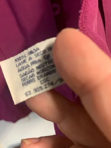 Camisa de Seda Pura Rosa Sulferino -Tamanho P (até 40/42) - Foto 3