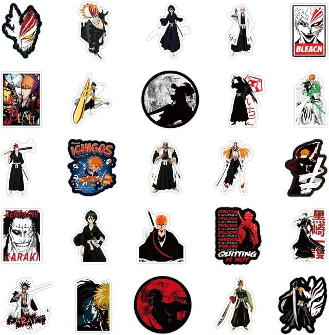 Kit 50 Adesivos de Bleach - Ichigo Kurosaki - Autocolantes Pcs Peças Unidades - Foto 6