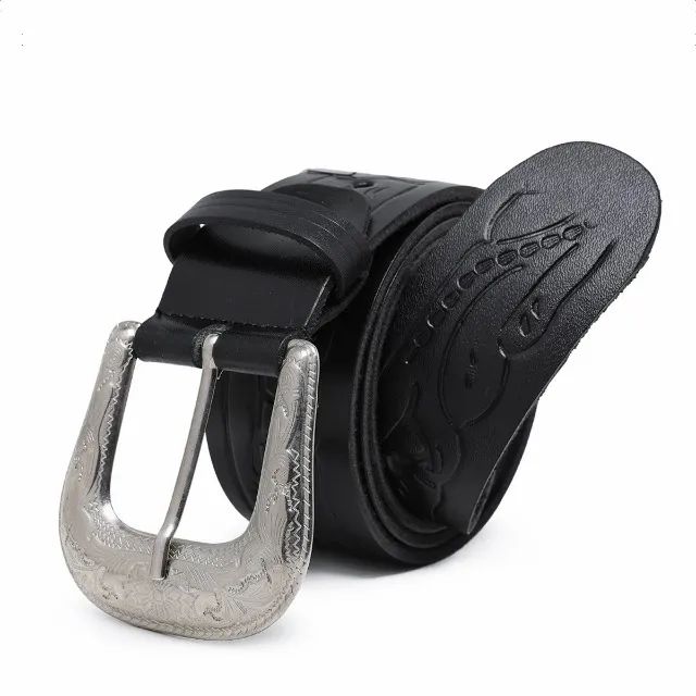 Cinto Country Rodeio Correia Couro Fivela Largo Masculino Feminino Unissex Sertanejo - Foto 4