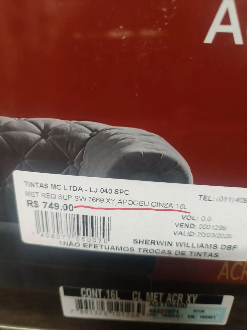 Tinta Sherwin Williams Metalatex Requinte Acetinado 16L - Foto 2