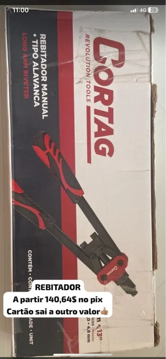 Rebitador Manual Tipo Alavanca Cortag 13''