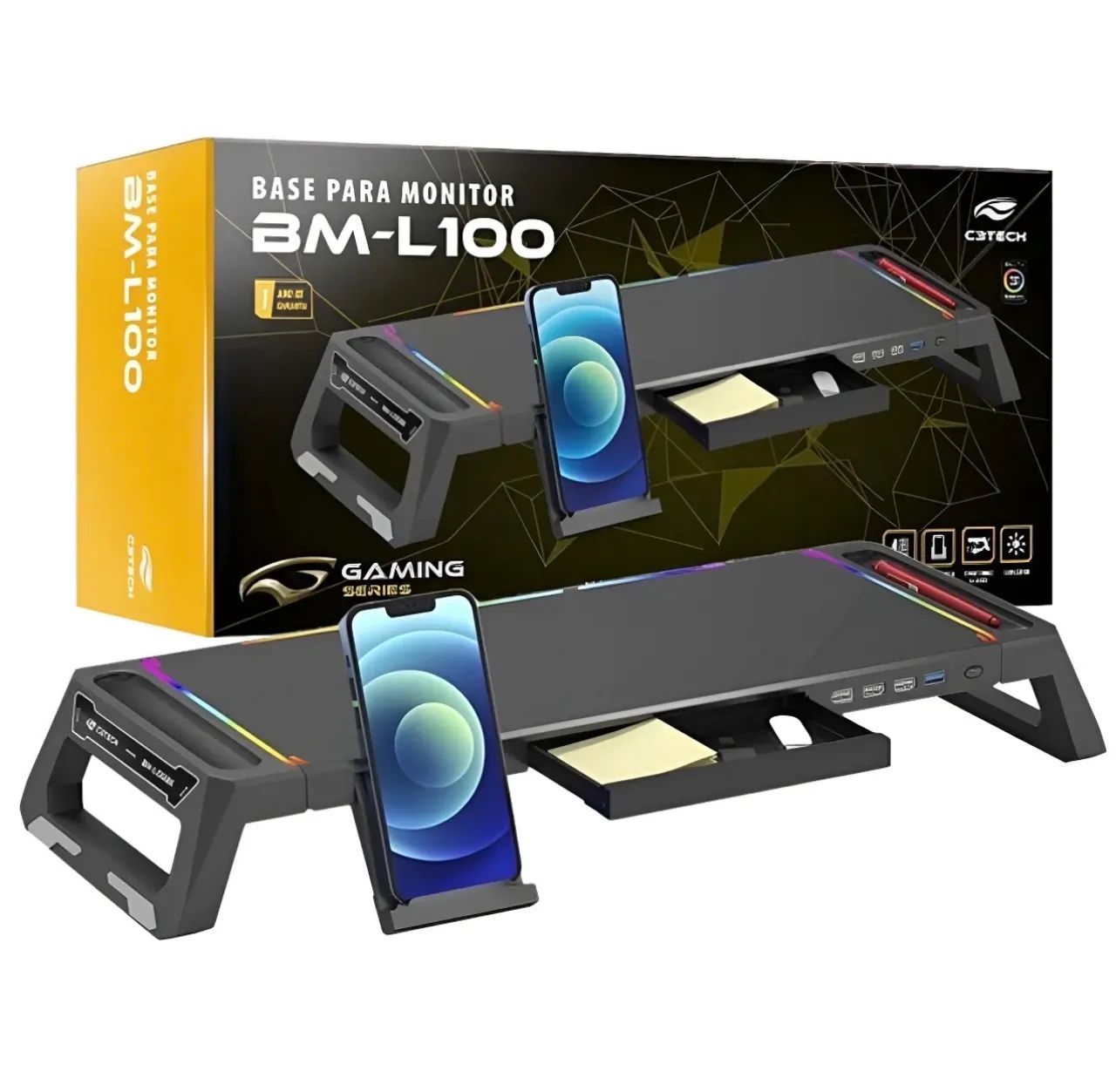 Base / Suporte Monitor Elevado C/ Usb Rgb Tv Monitor Gamer 
