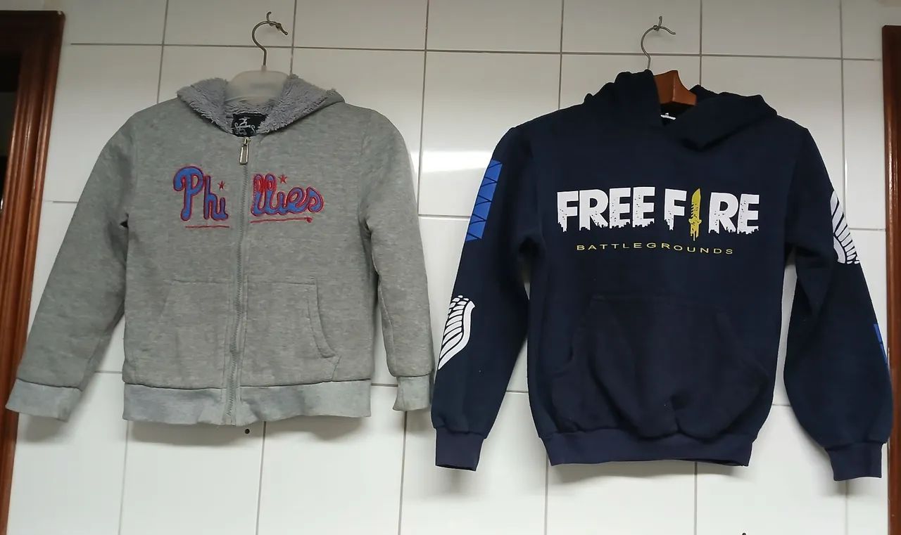 Kit 2 Blusas Moletom Infantil Cinza e Azul Tamanho 10 e 12