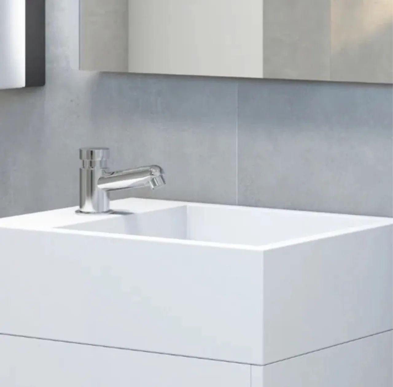 Pressmatic Compact Chrome Basin Faucet by Docol, Chrome Finish, Silver Color64717213719041120