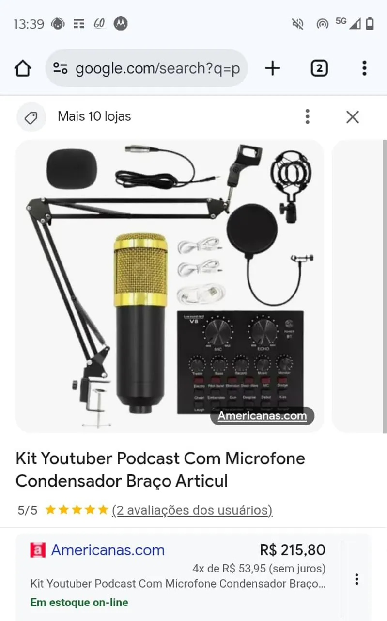 Kit Youtuber Podcast com Microfone Condensador
