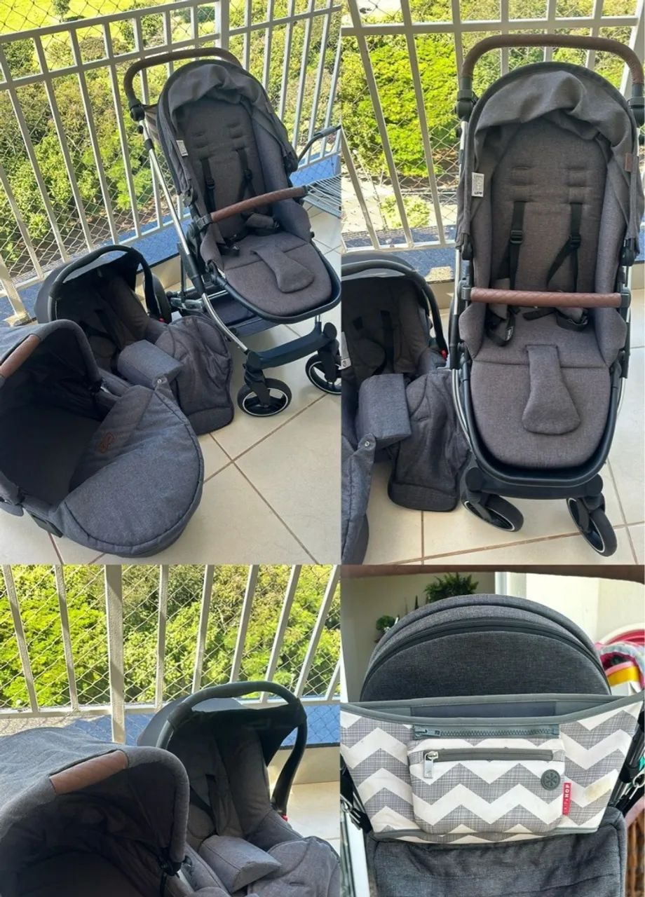 carrinho de bebê como 4 linha diamond (com moisés + bebê conforto + adaptador + bolsa)