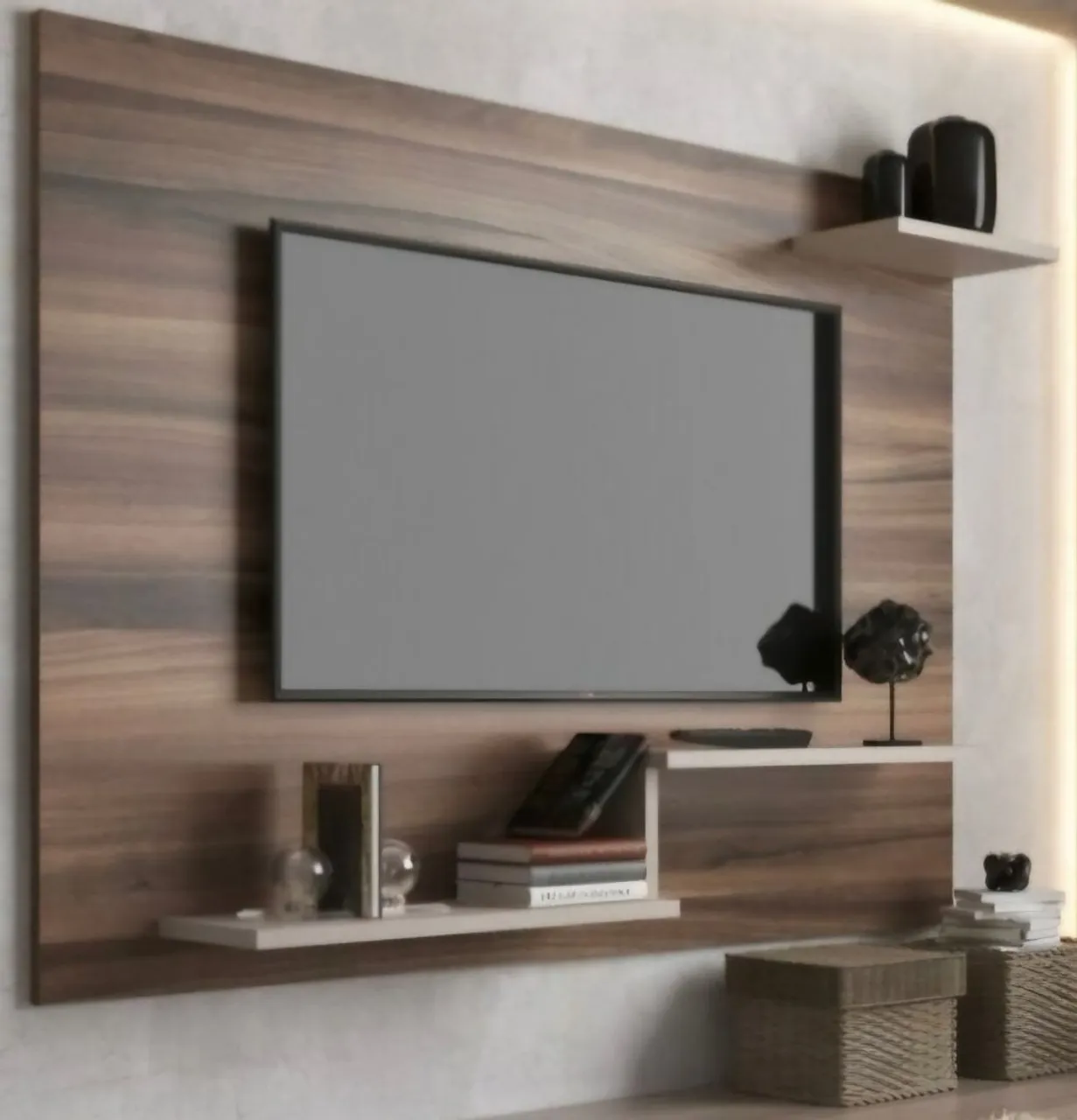 Painel de TV Moderno com Prateleiras - Design Elegante