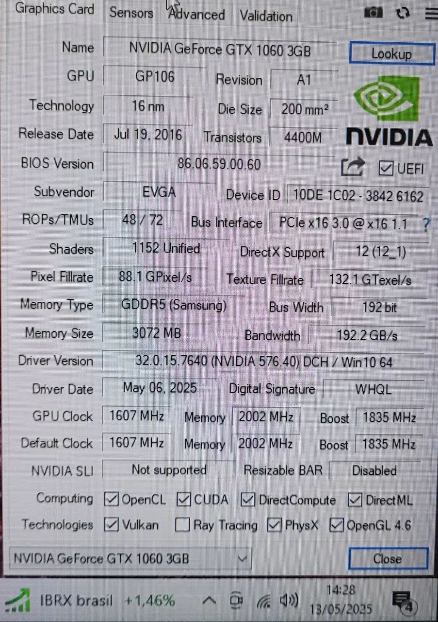 Placa de Vídeo EVGA GeForce GTX 1060 3GB - Foto 2