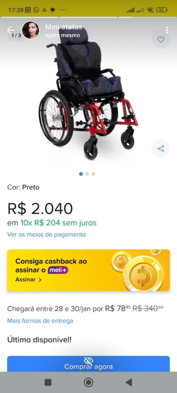 Cadeira de rodas novíssima 