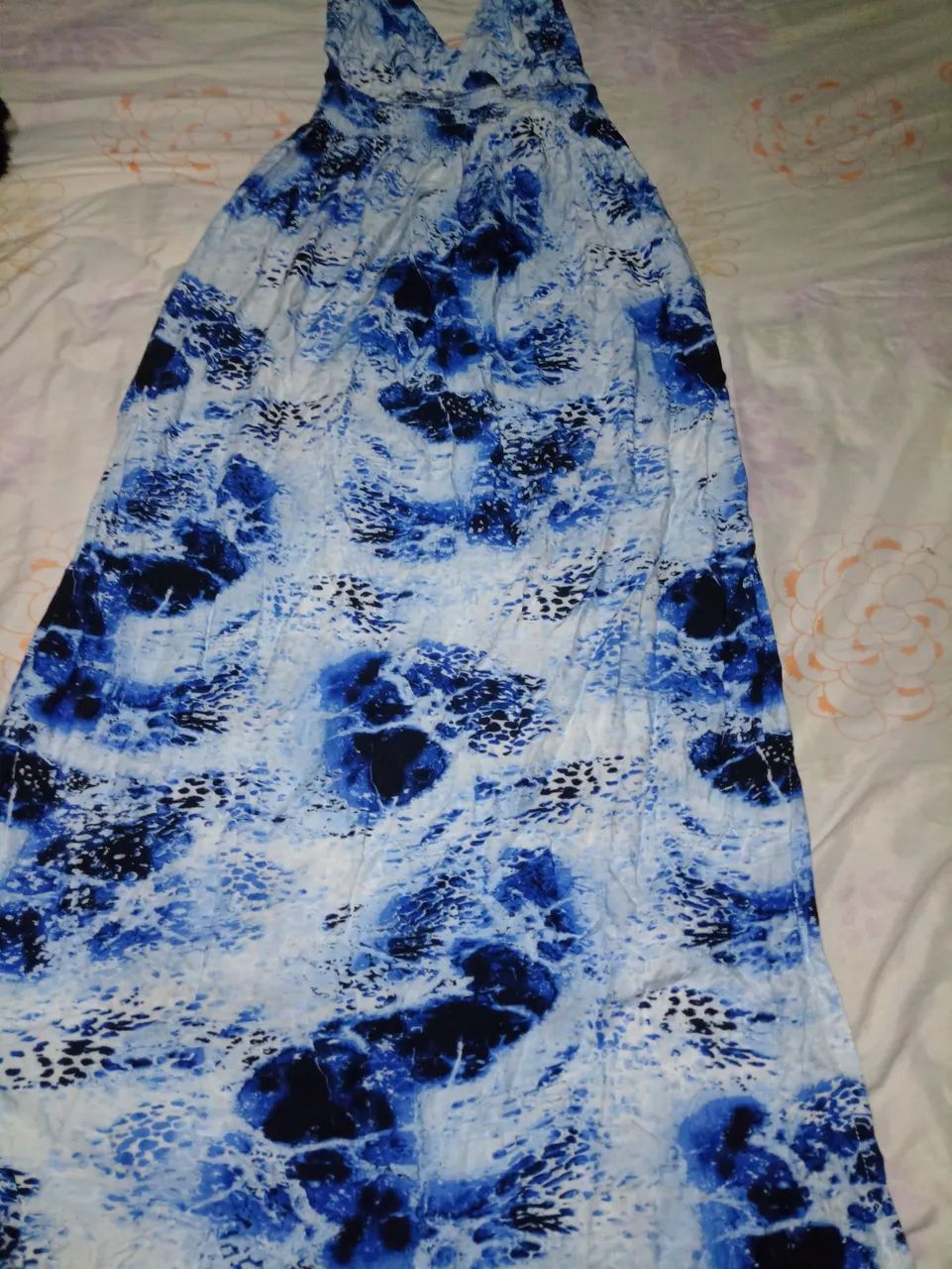 Vestido Longo Estampado Azul - Foto 2