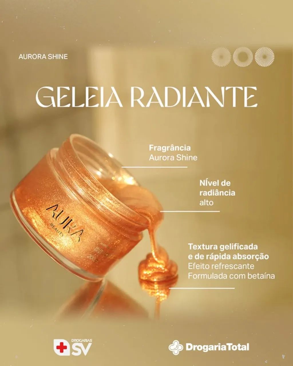 Geleia Radiante Iluminadora Aura Beauty Aurora Shine 200g de Jade Picon - Foto 3