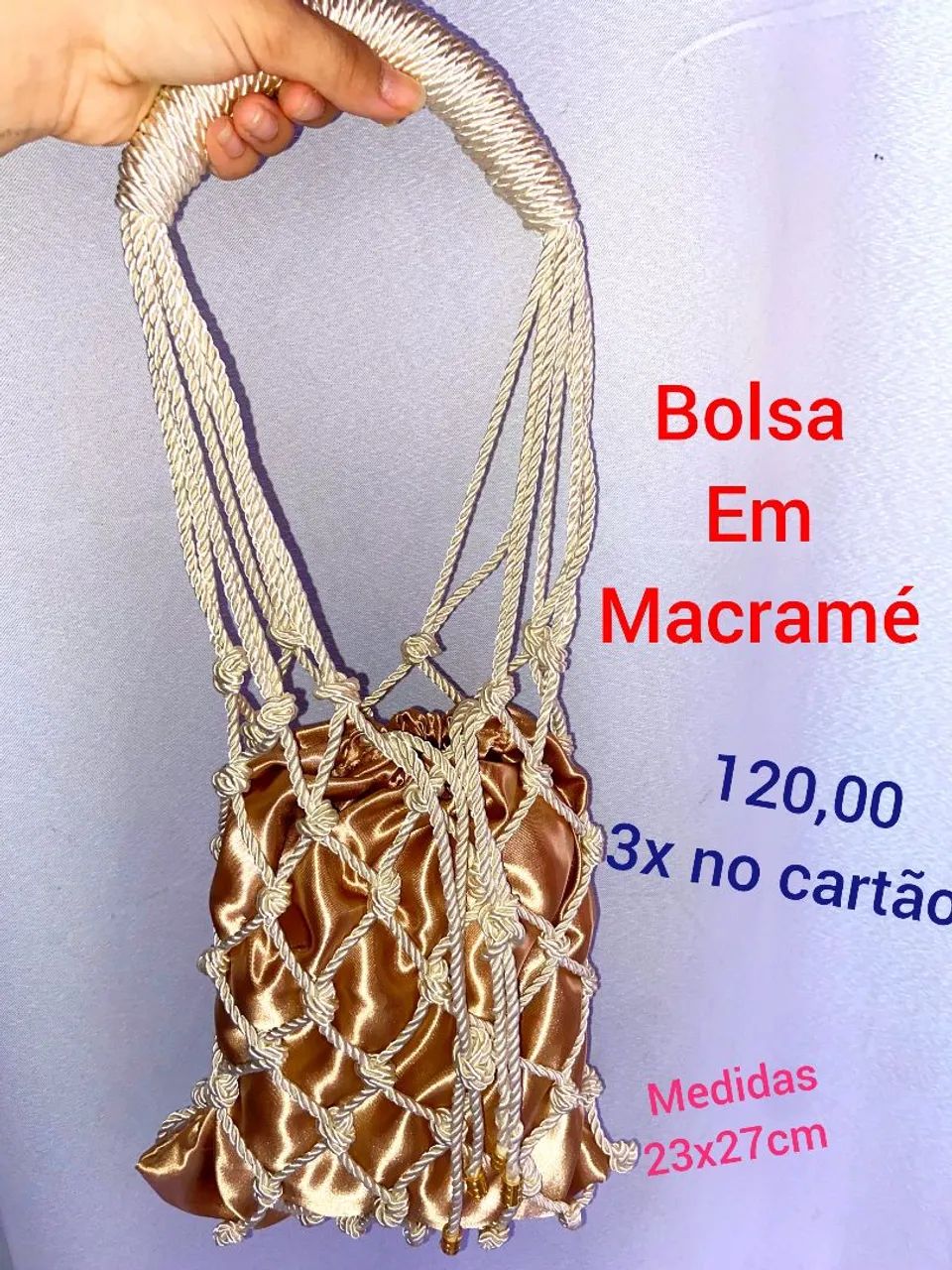 Bolsa de Mão em Macramê Dourada - Elegância e Estilo - Foto 4