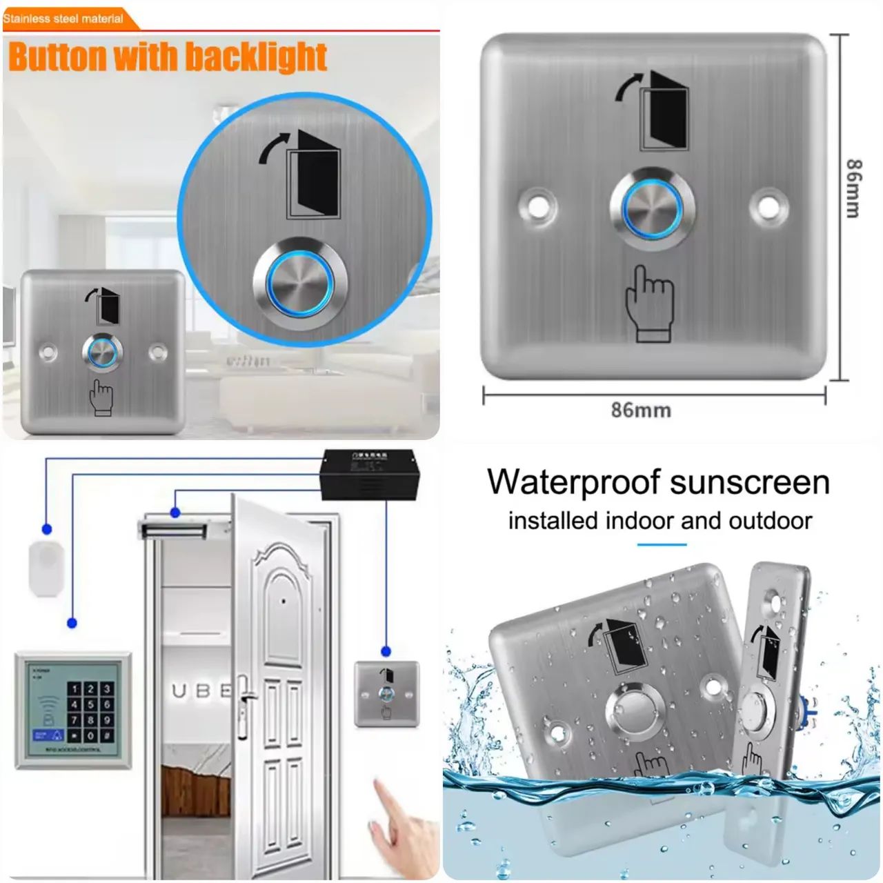 Botão Controle de Acesso em Inox com Luz Led - Foto 6