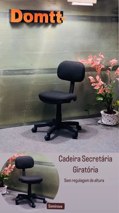 Cadeira Secretária giratória simples, Sem regulagem de altura Em 6x sem juros 
