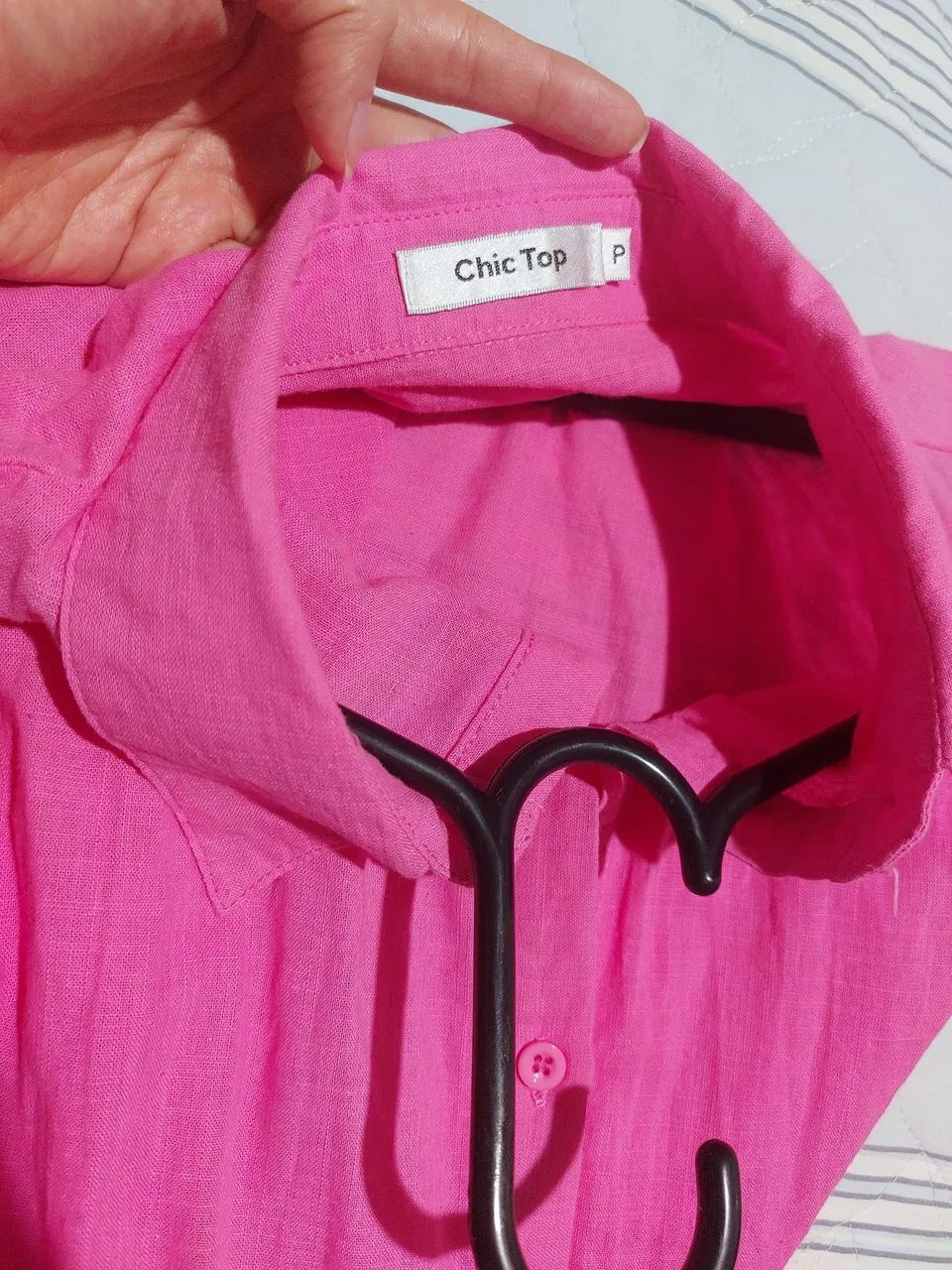 Blusa de manga rosa com renda chic top - Foto 3