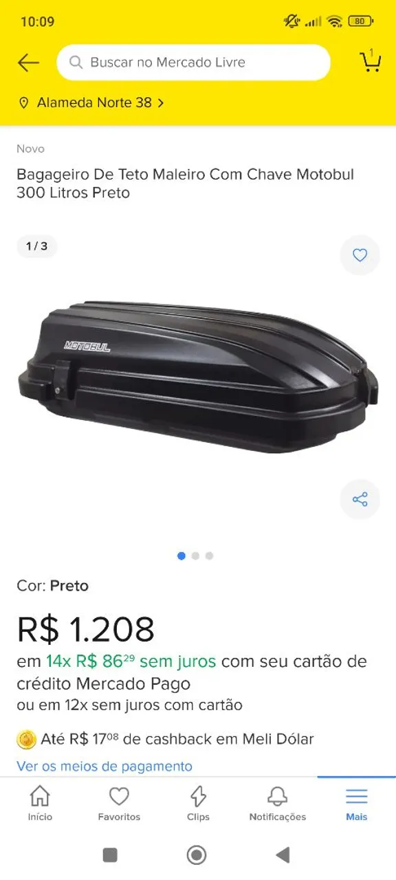 Bagageiro De Teto Maleiro Motobul 300 Litros Preto
