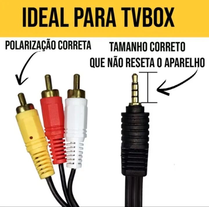 Cabo 3 RCA para P2 TV Box - Ideal para seu aparelho!
