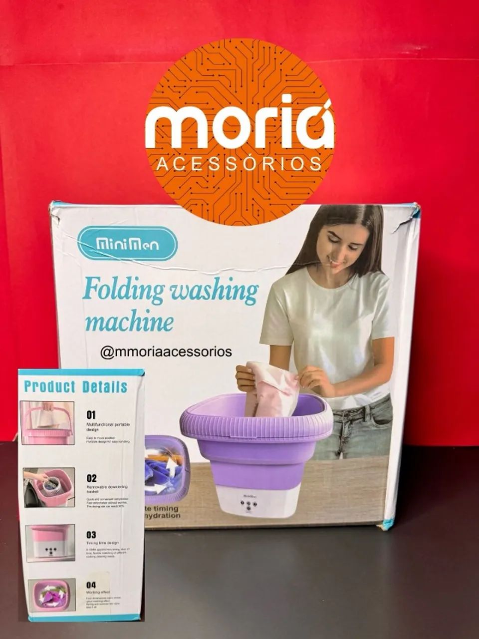 Mini Máquina de Lavar Roupas Dobrável  Portátil, 8L, com alça - Foto 5