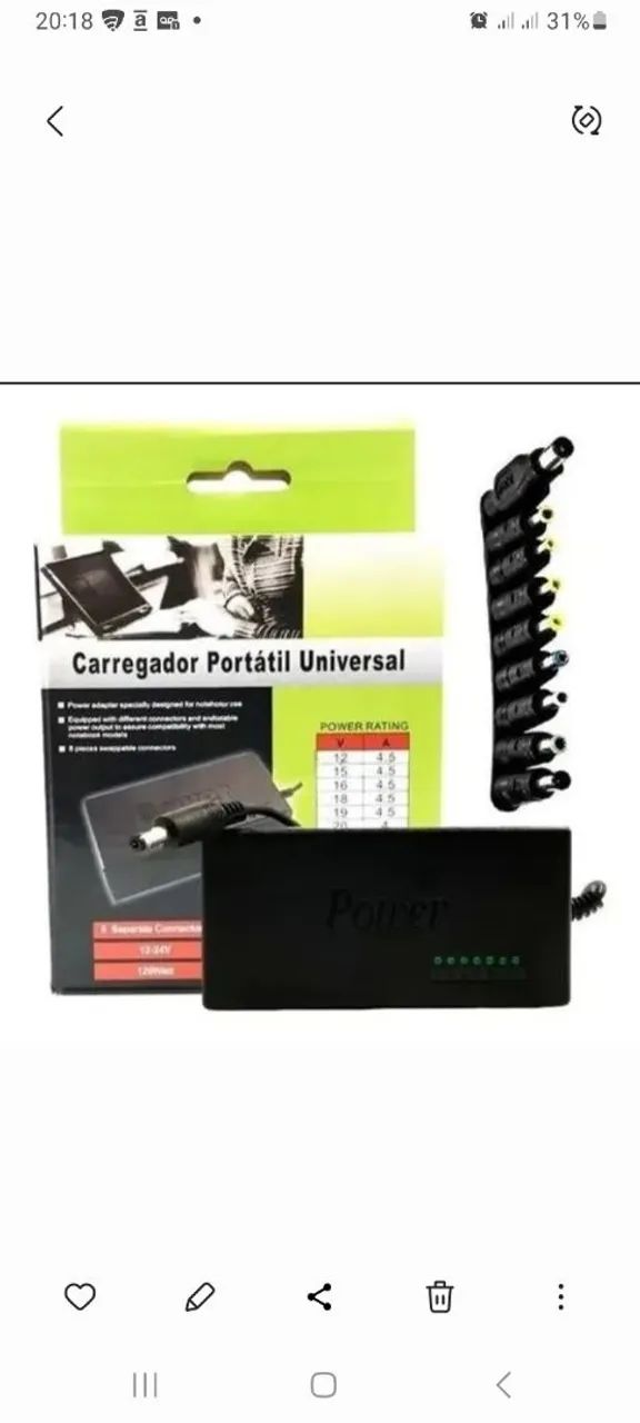 Carregador universal para notebook lg Samsung positivo acer asus novo entregamos 