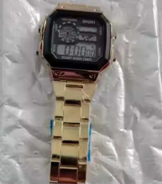 Relogio digital masculino dourado resistente a agua - Foto 4