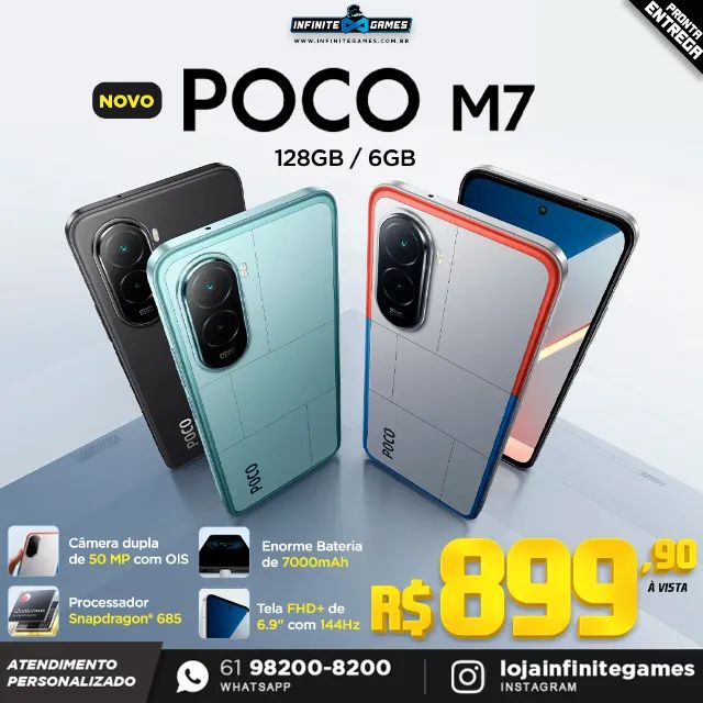 POCO M7 6GB RAM 128GB ROM 4台 Celular Xiaomi POCO M7 6GB de RAM / 128GB / Tela 6.9