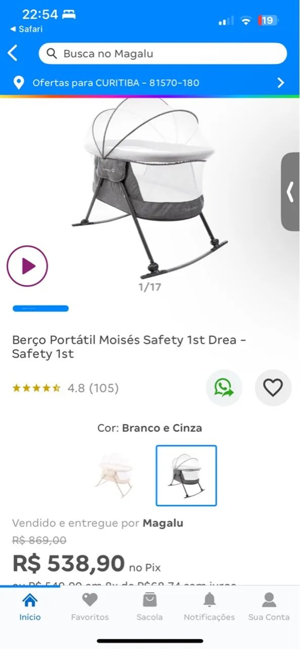 Berço Portátil Moisés Safety 1st Dreamy