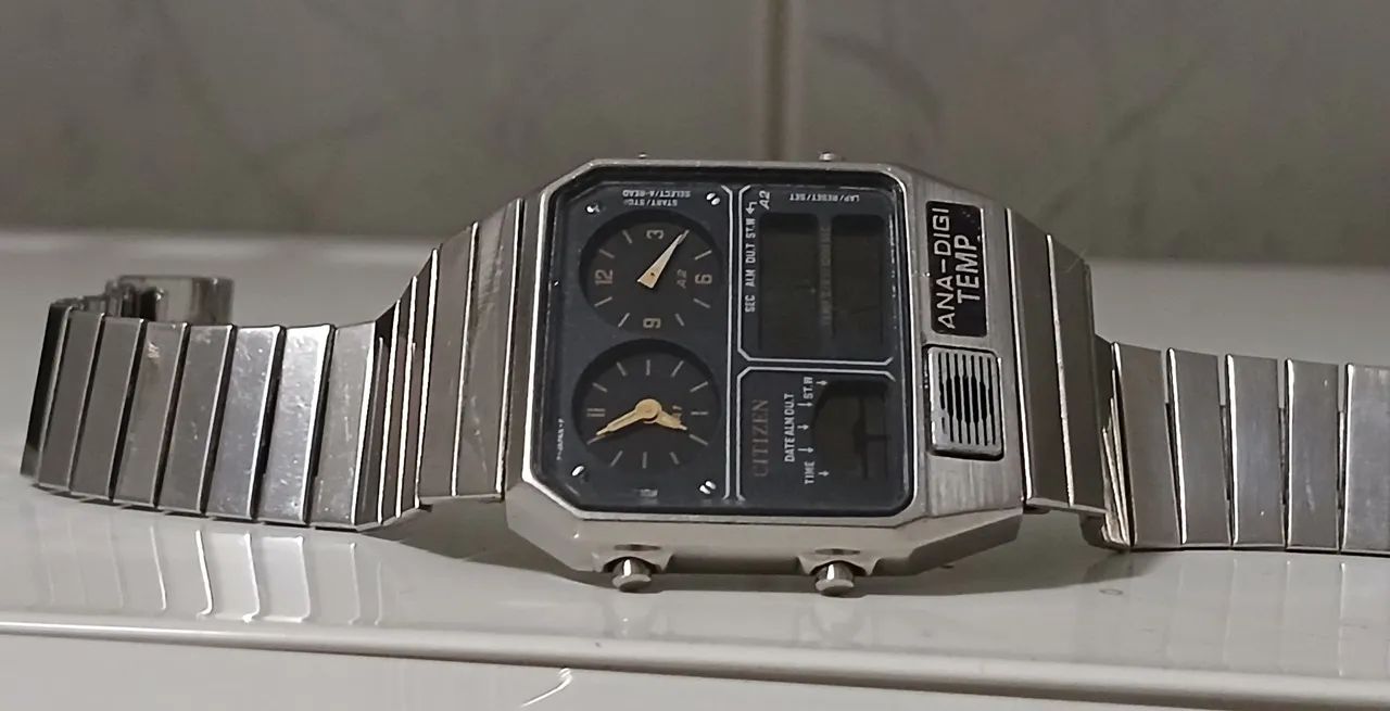 ✦AJIII✦ 1988 オリジナル！ Relógio antigo original CITIZEN ANADIGI TEMPERATURA JAPAN ANOS 70