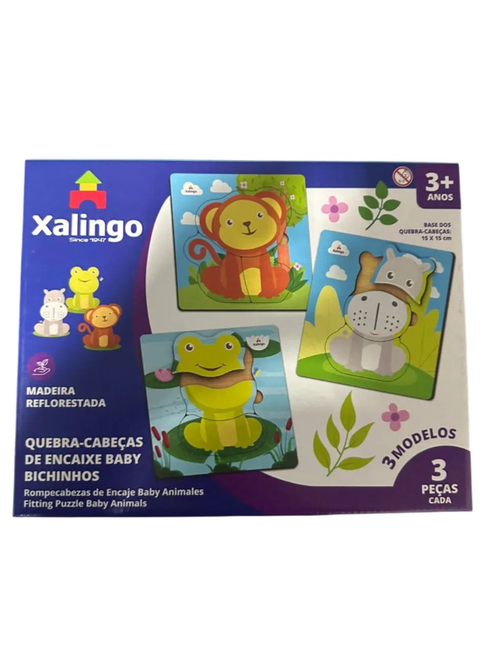 Xalingo Quebra Cabeça De Encaixe 3 Peças Cada Baby Bichinhos