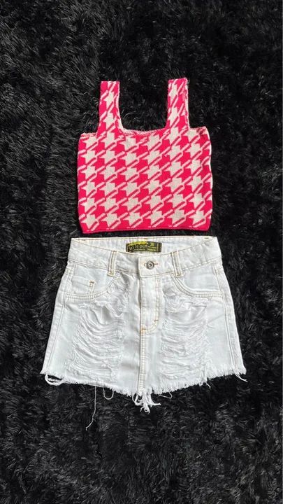 Conjunto Blusinha + Saia Jeans
