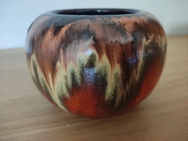 Pequeno Vaso Esmaltado Tipo Vietnamita Redondo Laranja  - Foto 6