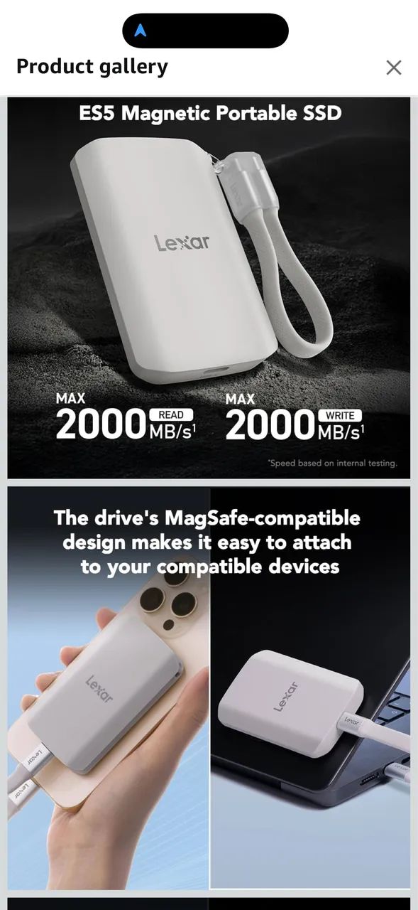 Lexar SSD Externo 1TB, Magnético, USB-C até 2000mb/s - Foto 5