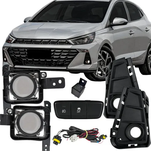 Kit Farol Milha Hb20 2023 2024 + Grade E Botão Original