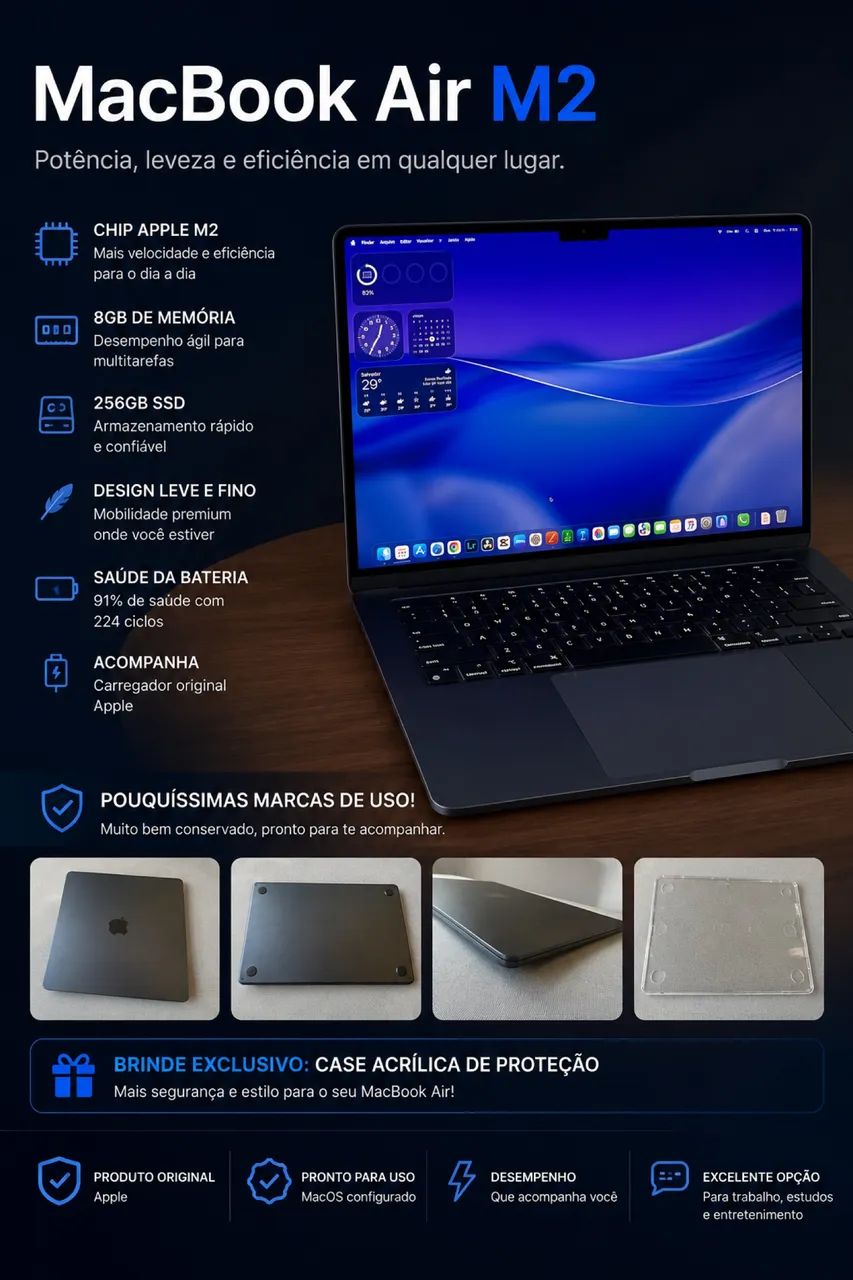 MacBook Air m2 8gb 256gb 15 polegadas - Foto 5