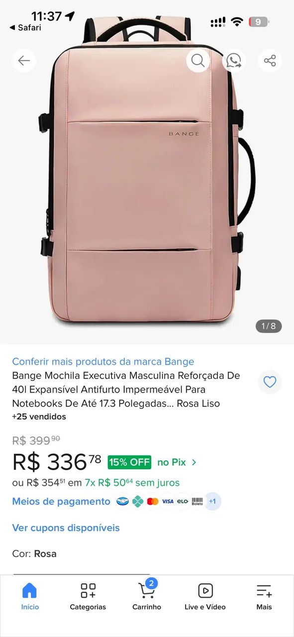 Mochila notebook impermeável BANGE nova  - Foto 2