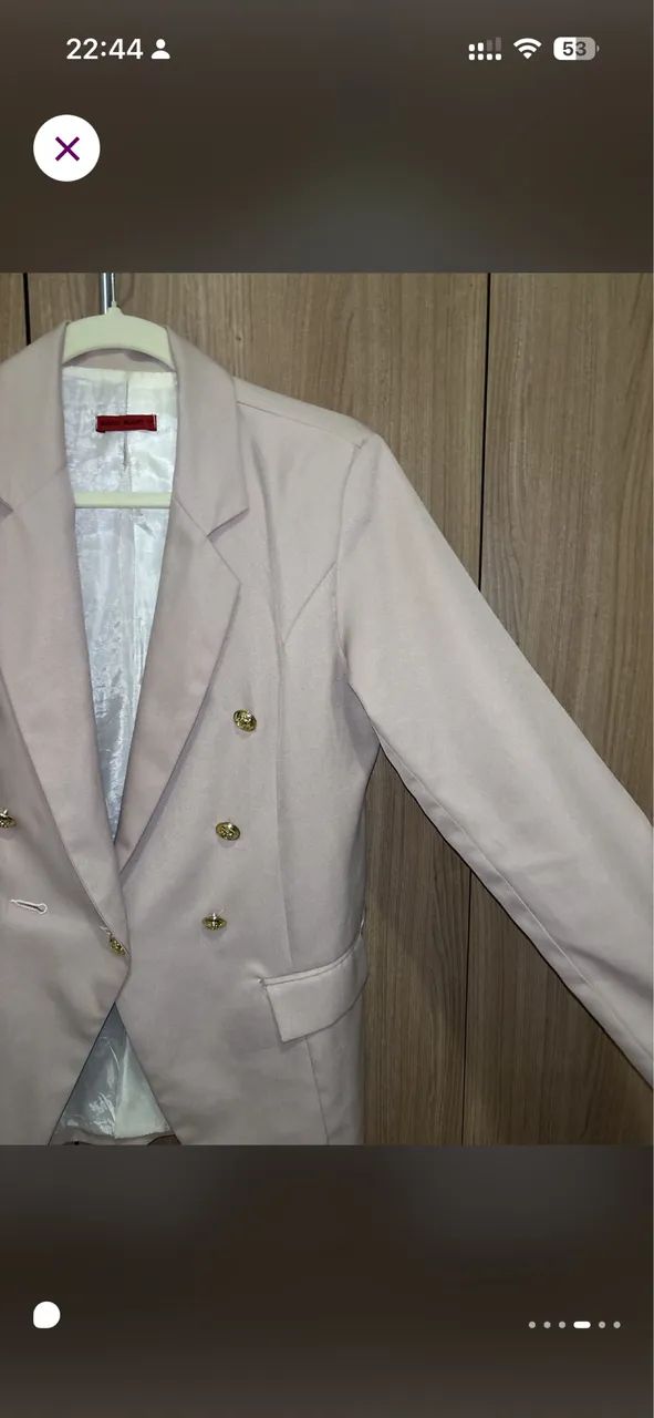 Blazer Feminino Rosa Claro P - Foto 3