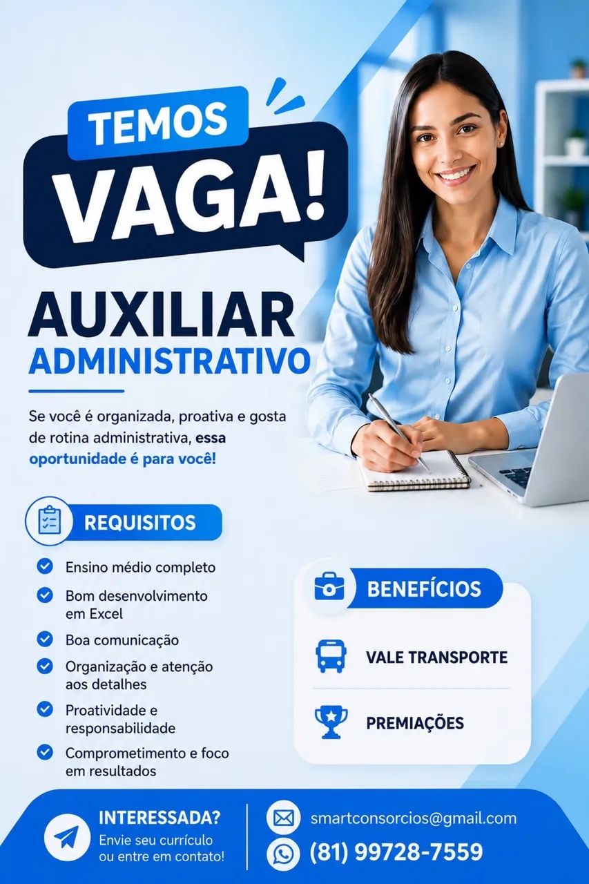 Vaga de emprego para Adm 