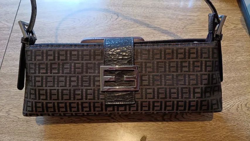 BOLSA BAGUETTE VINTAGE ESTILO ZUCCA MARROM ANOS 2000 