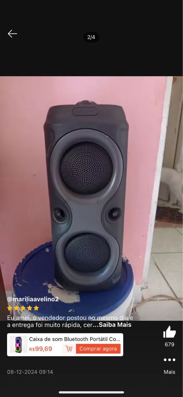 CAIXA DE SOM BLUETOOTH COM LED RGB - Foto 3