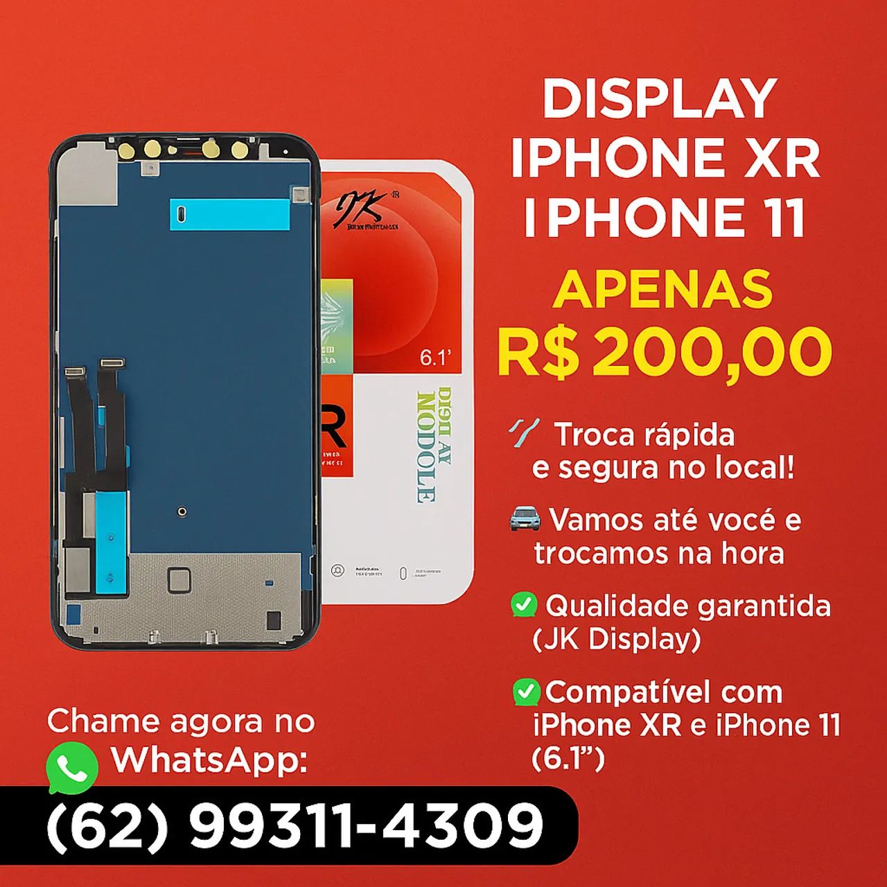 Display IPhone 11/Xr + Película inclusa 