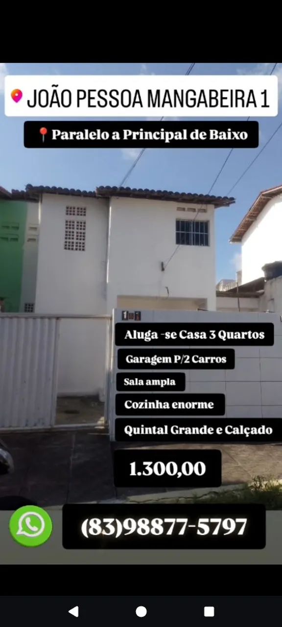 Casa 3 Quartos em Mangabeira 1 