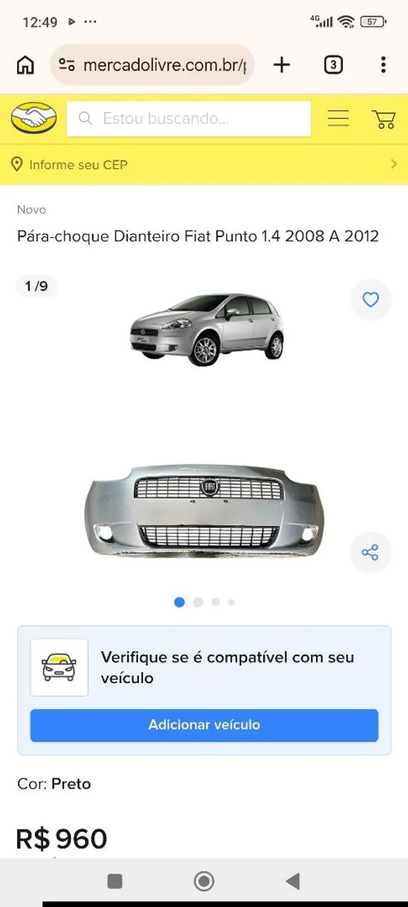 Vende para-choque Punto 
