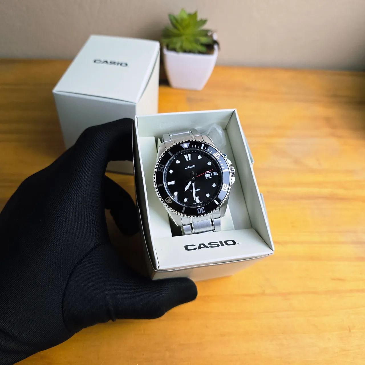 Relógio CASIO Duro 44mm Prata preto  - Foto 3