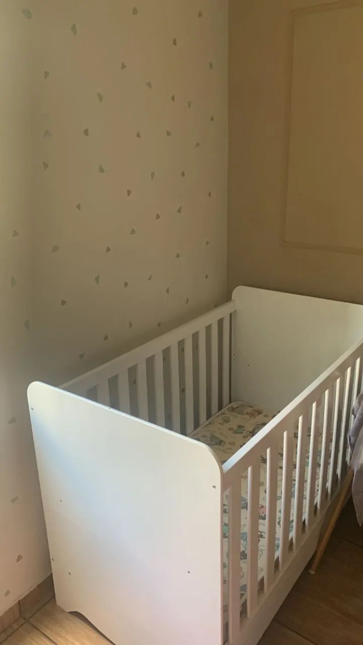 Berço 3 em 1 Branco com colchão  - Foto 2