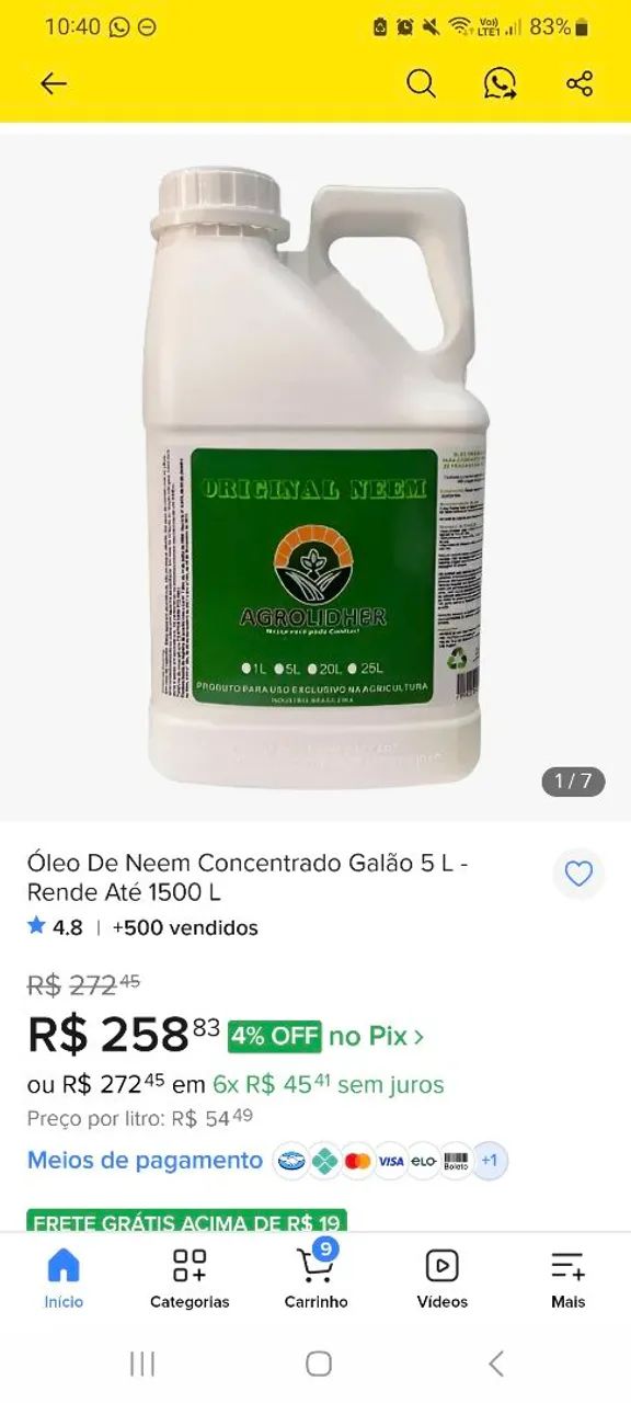 Galão Óleo de Neem Nin - Foto 2