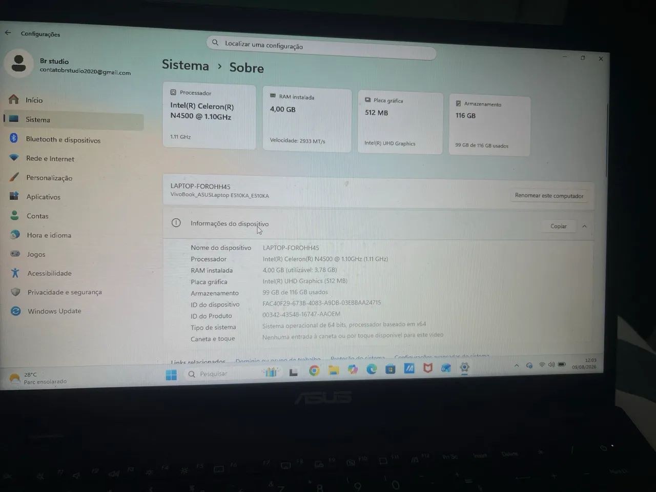 Notebook ASUS E510 2 meses de uso - Foto 5