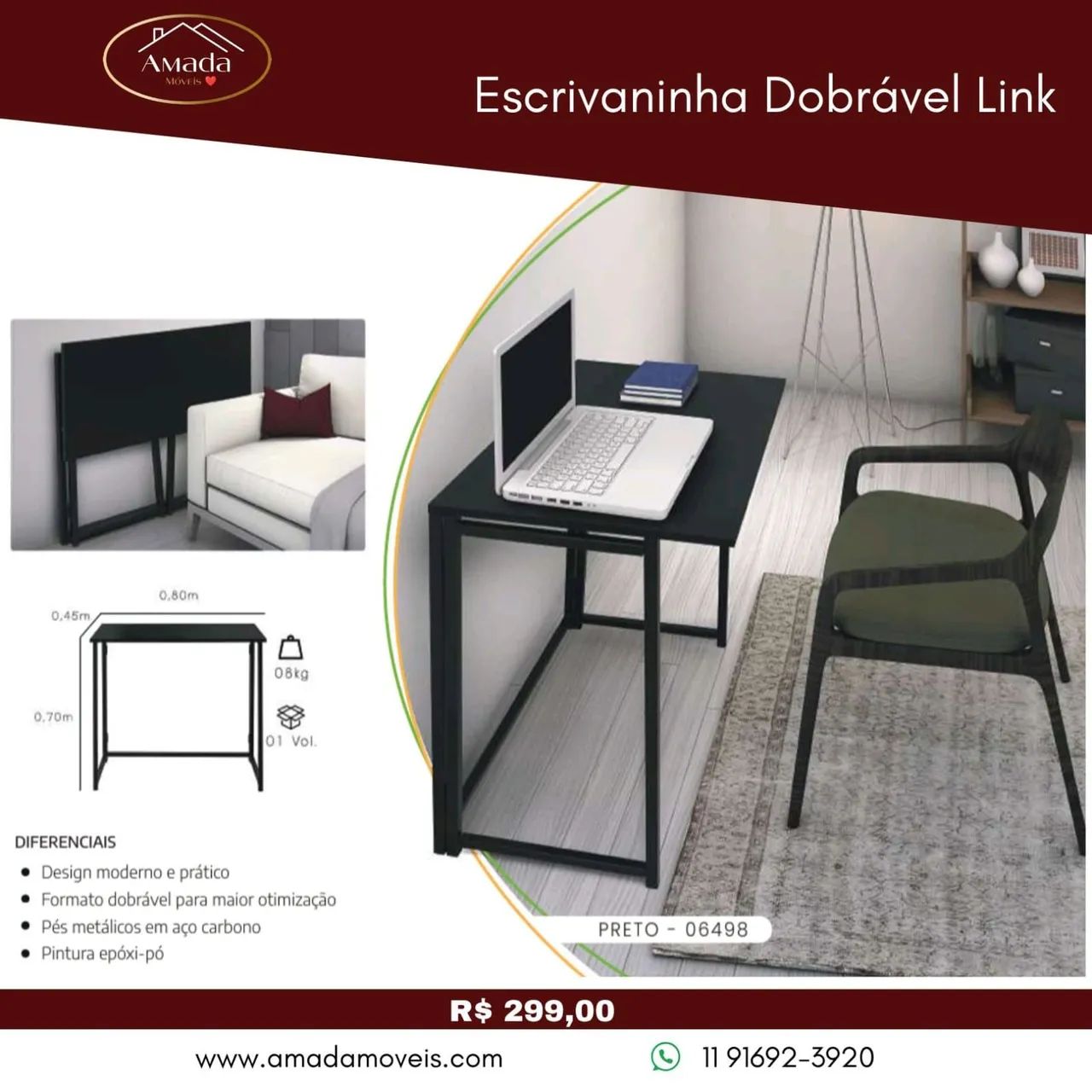 Escrivaninha Dobrável Link - à pronta entrega 