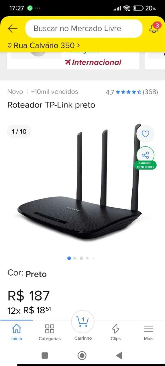 Roteador TP Link 3 antenas