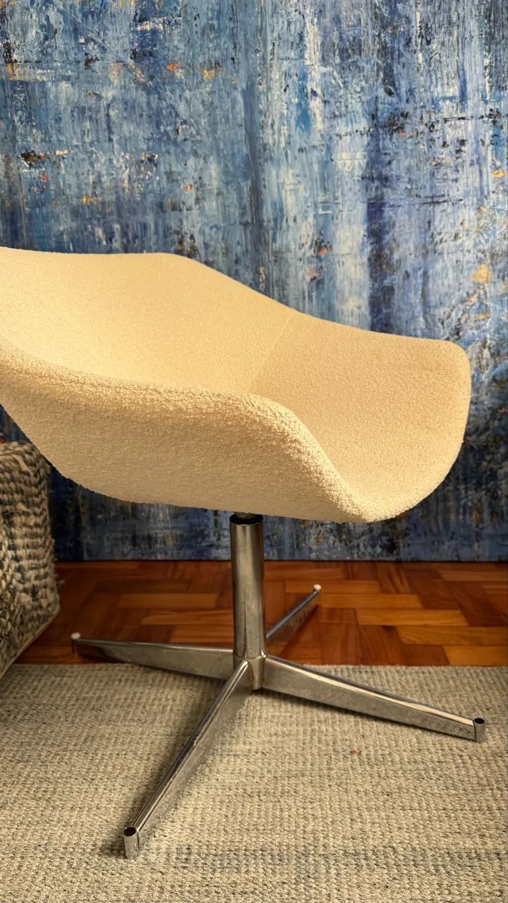 Poltrona Giratória Bouclé Branca | Design  - Foto 2