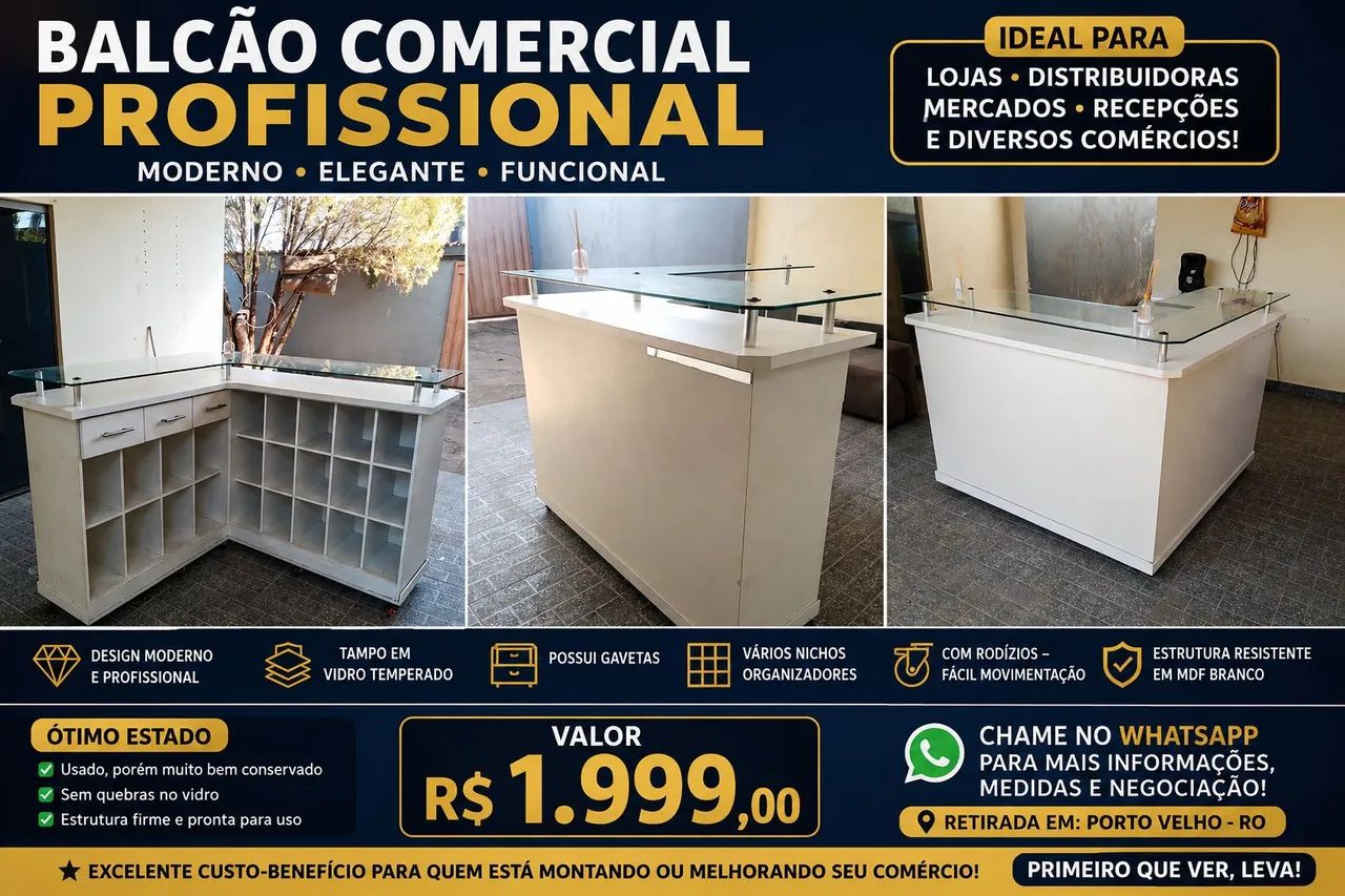 Balcão comercial profissional  em MDF resistente  - Foto 2