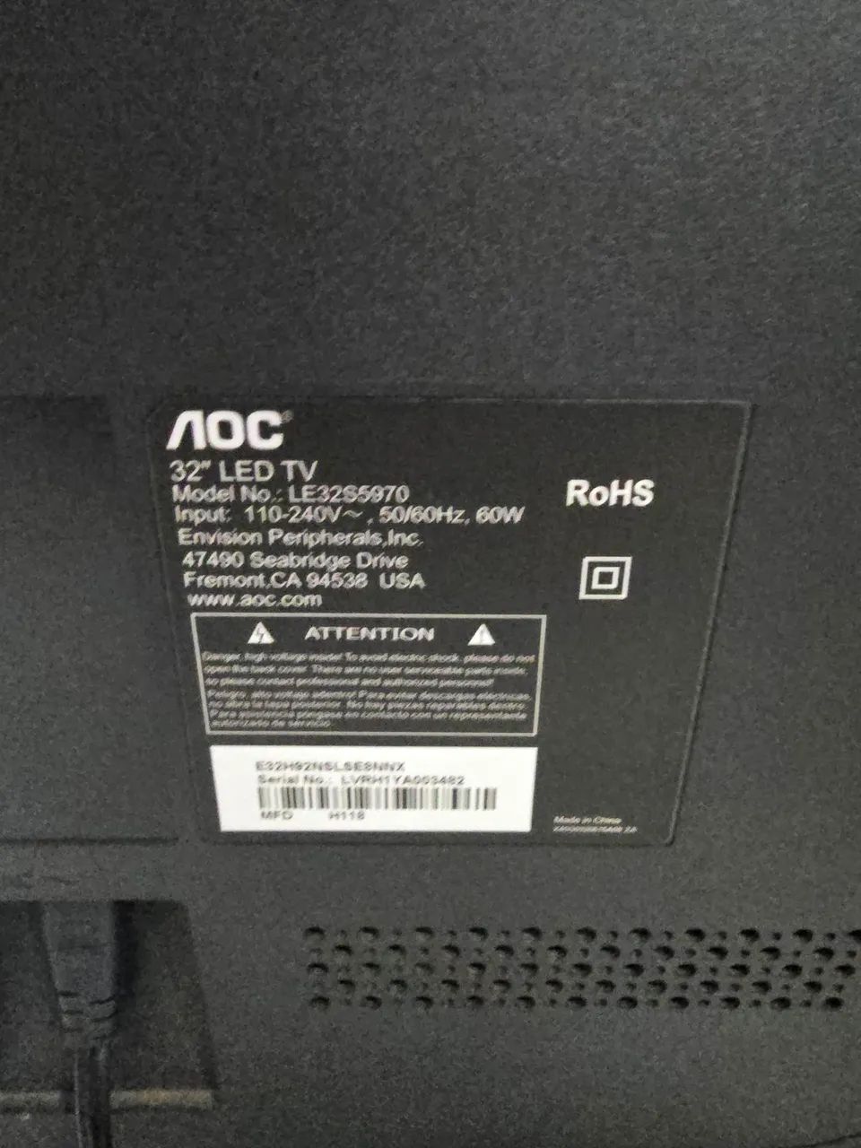 TV/Televisão 32 polegadas AOC / NAO FUNCIONA APENAS PARA RETIRADA DE PEÇAS  - Foto 2